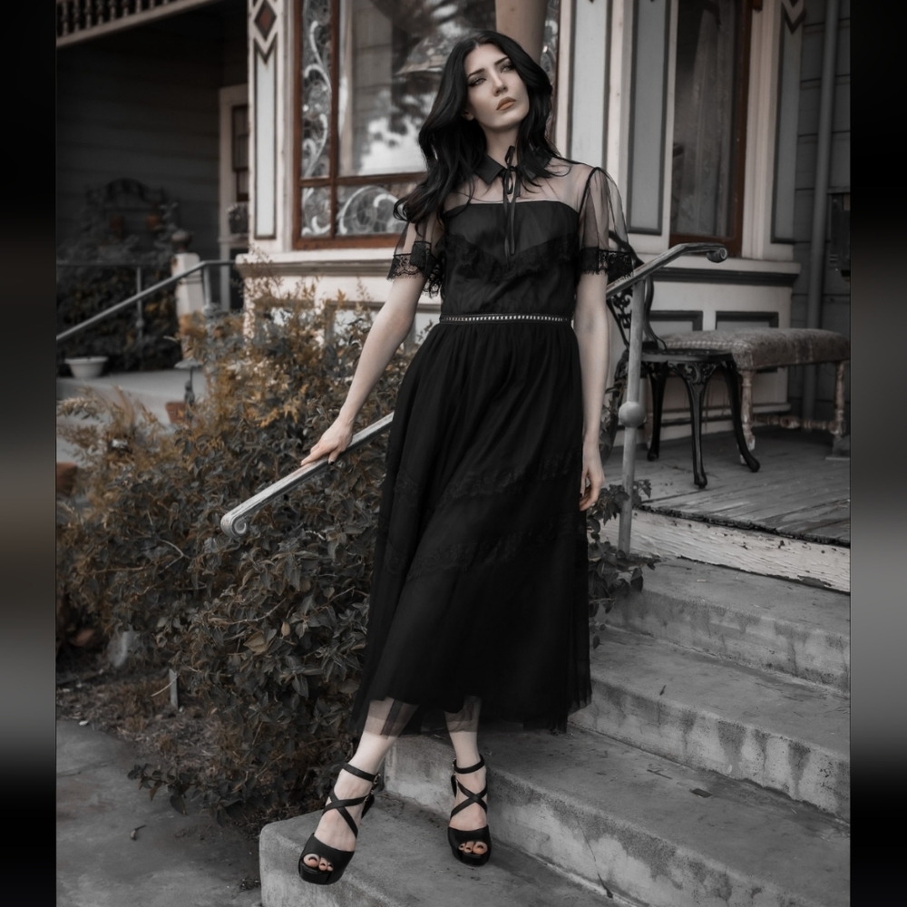 Elegant‎ Black Sheer Dress